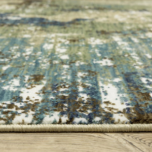 Homeroots 3' Abstract Blue Area Rug - Stain Resistant, Soft Texture, Perfect For Kids & Pets, Adds Warmth 3' X 5' Polypropylene,Polyester 575380