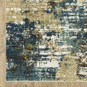 Homeroots 3' Abstract Blue Area Rug - Stain Resistant, Soft Texture, Perfect For Kids & Pets, Adds Warmth 3' X 5' Polypropylene,Polyester 575380