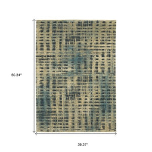 Homeroots 3' Beige Geometric Area Rug - Stylish, Stain Resistant, Perfect For Kids & Pets, Ideal For Any Room 3' X 5' Polypropylene,Polyester 575382