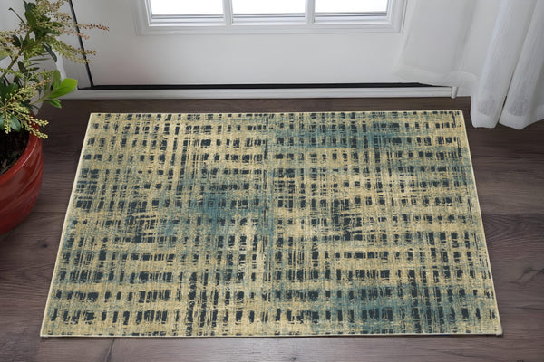 Homeroots 3' Beige Geometric Area Rug - Stylish, Stain Resistant, Perfect For Kids & Pets, Ideal For Any Room 3' X 5' Polypropylene,Polyester 575382