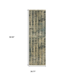 Homeroots 3' Beige Geometric Area Rug - Stylish, Stain Resistant, Perfect For Kids & Pets, Ideal For Any Room 8' Runner Polypropylene,Polyester 575383