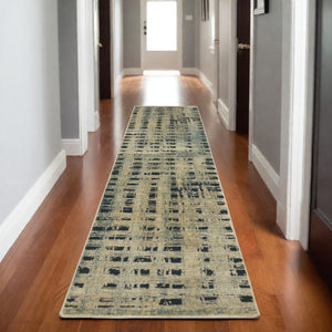 Homeroots 3' Beige Geometric Area Rug - Stylish, Stain Resistant, Perfect For Kids & Pets, Ideal For Any Room 8' Runner Polypropylene,Polyester 575383
