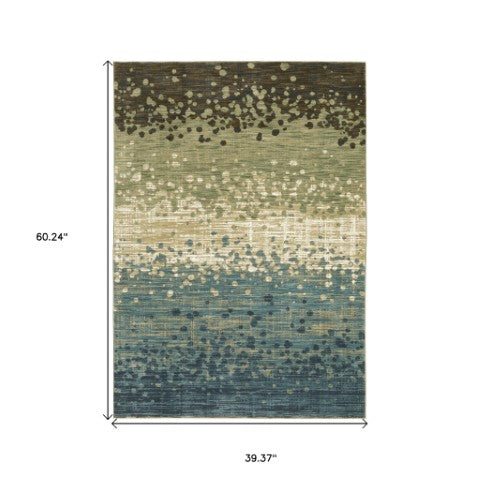 Homeroots 3' Blue Abstract Area Rug - Stain Resistant, Stylish Design For Kids And Pets, Perfect For Any Room 3' X 5' Polypropylene,Polyester 575384