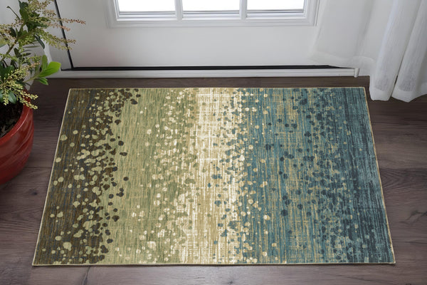 Homeroots 3' Blue Abstract Area Rug - Stain Resistant, Stylish Design For Kids And Pets, Perfect For Any Room 3' X 5' Polypropylene,Polyester 575384