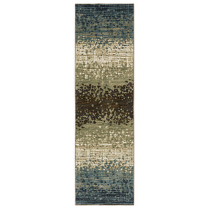 Homeroots 3' Blue Abstract Area Rug - Stain Resistant, Stylish Design For Kids And Pets, Perfect For Any Room 8' Runner Polypropylene,Polyester 575385