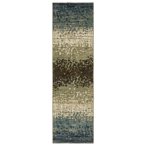 Homeroots 3' Blue Abstract Area Rug - Stain Resistant, Stylish Design For Kids And Pets, Perfect For Any Room 8' Runner Polypropylene,Polyester 575385