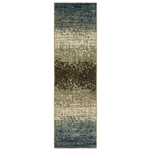 HomeRoots 3' Modern Abstract Area Rug in Calming Blue & Brown – Durable, Soft, Stain-Resistant Design for Homes 8' Runner 575385