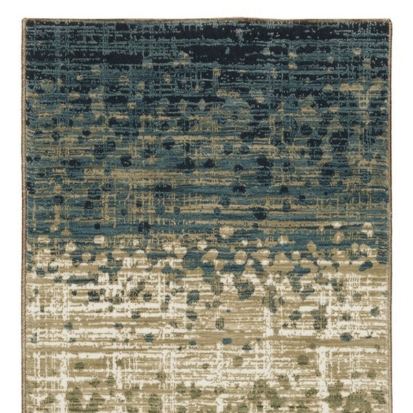 Homeroots 3' Blue Abstract Area Rug - Stain Resistant, Stylish Design For Kids And Pets, Perfect For Any Room 8' Runner Polypropylene,Polyester 575385