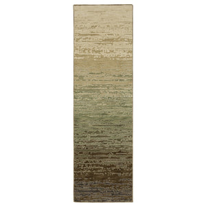 HomeRoots 3' Brown and Green Abstract Area Rug - Modern Design for Stylish, Durable Living Spaces and Homes 8' Runner 575387