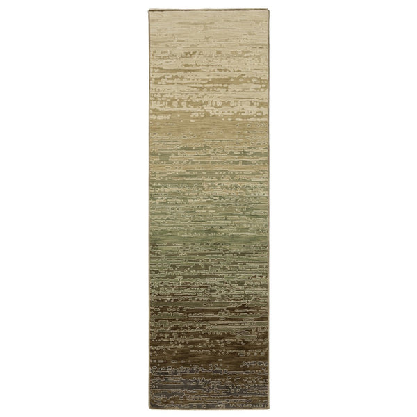 HomeRoots 3' Brown and Green Abstract Area Rug - Modern Design for Stylish, Durable Living Spaces and Homes 8' Runner 575387
