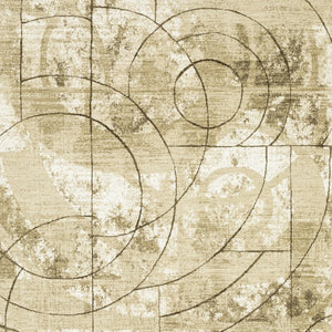 Homeroots 3' Artistic Beige Geometric Power Loom Area Rug - Stain Resistant, Perfect For Kids And Pets 3' X 5' Polypropylene,Polyester 575388