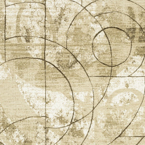 Homeroots 3' Artistic Beige Geometric Power Loom Area Rug - Stain Resistant, Perfect For Kids And Pets 3' X 5' Polypropylene,Polyester 575388