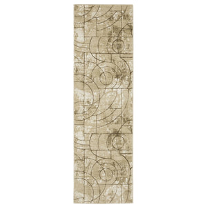 HomeRoots 3' Modern Beige and Brown Geometric Area Rug for Entryways and Living Rooms, Stylish & Durable Design 8' Runner 575389