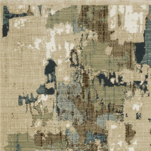 Homeroots 3' Abstract Beige Area Rug - Stylish And Stain-resistant Design For Modern Living Spaces 8' Runner Polypropylene,Polyester 575391