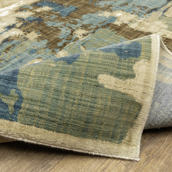 Homeroots 3' Abstract Beige Area Rug - Stylish And Stain-resistant Design For Modern Living Spaces 8' Runner Polypropylene,Polyester 575391