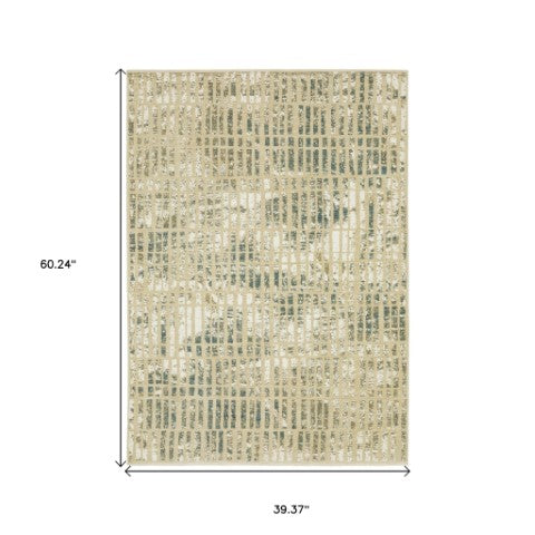 Homeroots 3' Beige Geometric Area Rug - Stylish, Stain Resistant Design For Kid And Pet-friendly Spaces 3' X 5' Polypropylene,Polyester 575392