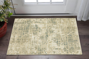 Homeroots 3' Beige Geometric Area Rug - Stylish, Stain Resistant Design For Kid And Pet-friendly Spaces 3' X 5' Polypropylene,Polyester 575392