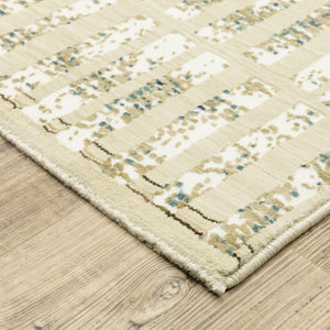 Homeroots 3' Beige Geometric Area Rug - Stylish, Stain Resistant Design For Kid And Pet-friendly Spaces 3' X 5' Polypropylene,Polyester 575392
