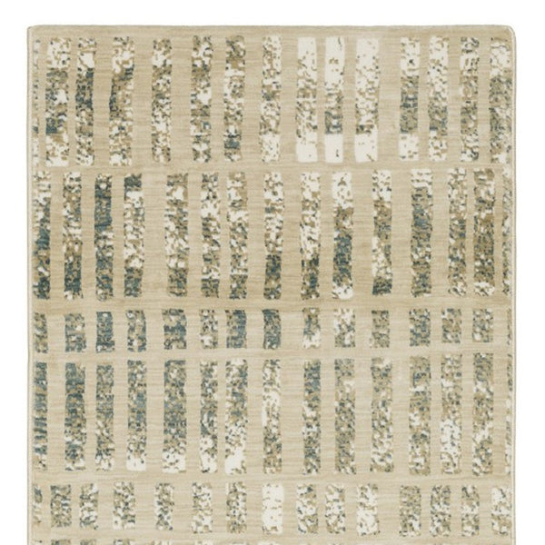 Homeroots 3' Beige Geometric Area Rug - Stylish, Stain Resistant Design For Kid And Pet-friendly Spaces 8' Runner Polypropylene,Polyester 575393