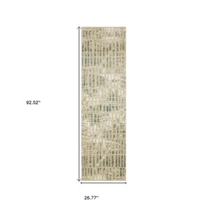 Homeroots 3' Beige Geometric Area Rug - Stylish, Stain Resistant Design For Kid And Pet-friendly Spaces 8' Runner Polypropylene,Polyester 575393