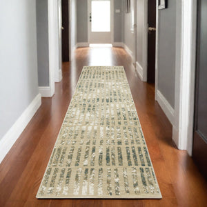 Homeroots 3' Beige Geometric Area Rug - Stylish, Stain Resistant Design For Kid And Pet-friendly Spaces 8' Runner Polypropylene,Polyester 575393