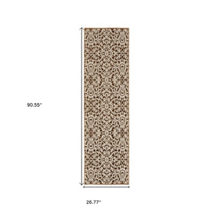 Homeroots 5' Gorgeous Orange Oriental Area Rug - Stain Resistant, Perfect For Homes With Kids And Pets 8' Runner Polyester 575396