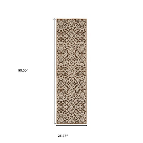 Homeroots 5' Gorgeous Orange Oriental Area Rug - Stain Resistant, Perfect For Homes With Kids And Pets 8' Runner Polyester 575396