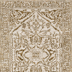 Homeroots 5' Ivory And Gold Oriental Area Rug - Stain Resistant, Stylish Design For Any Home Decor 8' Runner Polyester 575397