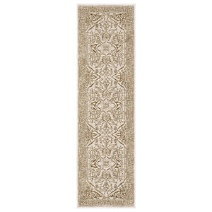 HomeRoots 5' Ivory and Gold Oriental Area Rug – Timeless Elegance for Any Room, Durable, Stain-Resistant Design 8' Runner 575397