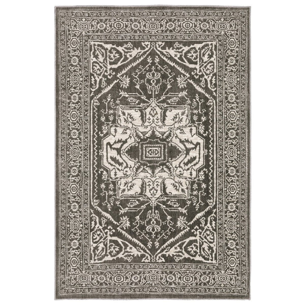 HomeRoots 5' Ivory and Gold Oriental Area Rug – Timeless Elegance for Any Room, Durable, Stain-Resistant Design 5' X 8' 575398