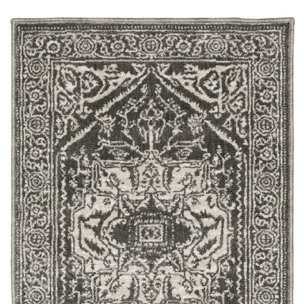 Homeroots 5' Ivory And Gold Oriental Area Rug - Stain Resistant, Stylish Design For Any Home Decor 8' Runner Polyester 575399