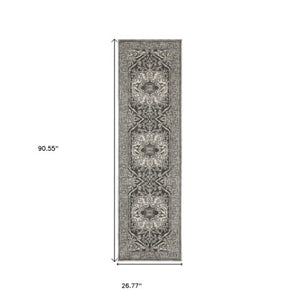 Homeroots 5' Ivory And Gold Oriental Area Rug - Stain Resistant, Stylish Design For Any Home Decor 8' Runner Polyester 575399