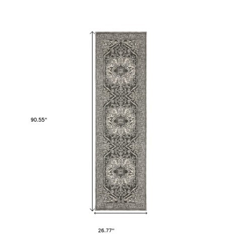 Homeroots 5' Ivory And Gold Oriental Area Rug - Stain Resistant, Stylish Design For Any Home Decor 8' Runner Polyester 575399