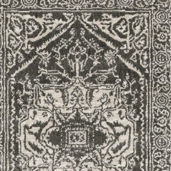 Homeroots 5' Ivory And Gold Oriental Area Rug - Stain Resistant, Stylish Design For Any Home Decor 8' Runner Polyester 575399