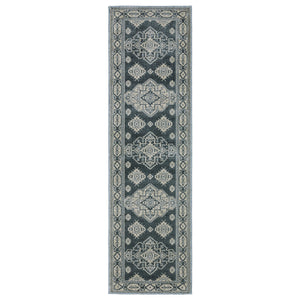 Homeroots 10' Blue Medallion Area Rug - Stylish, Stain-resistant Design For Living Spaces And Kids' Rooms 8' Runner Polyester 575401