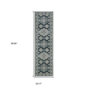 Homeroots 10' Blue Medallion Area Rug - Stylish, Stain-resistant Design For Living Spaces And Kids' Rooms 8' Runner Polyester 575401