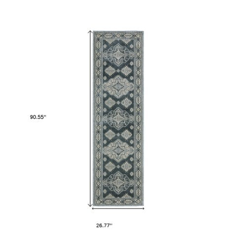 Homeroots 10' Blue Medallion Area Rug - Stylish, Stain-resistant Design For Living Spaces And Kids' Rooms 8' Runner Polyester 575401