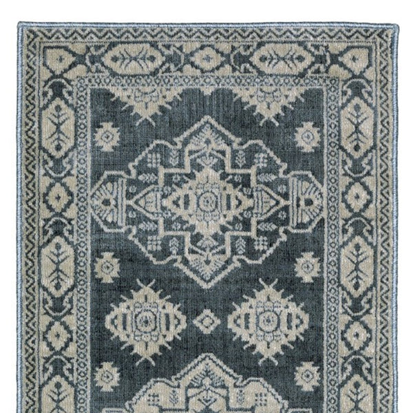 Homeroots 10' Blue Medallion Area Rug - Stylish, Stain-resistant Design For Living Spaces And Kids' Rooms 8' Runner Polyester 575401