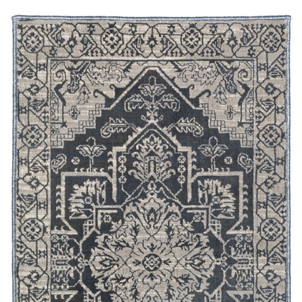 Homeroots 5' Blue Oriental Area Rug - Stain Resistant, Stylish Design For Living Spaces With Kids And Pets 8' Runner Polyester 575403