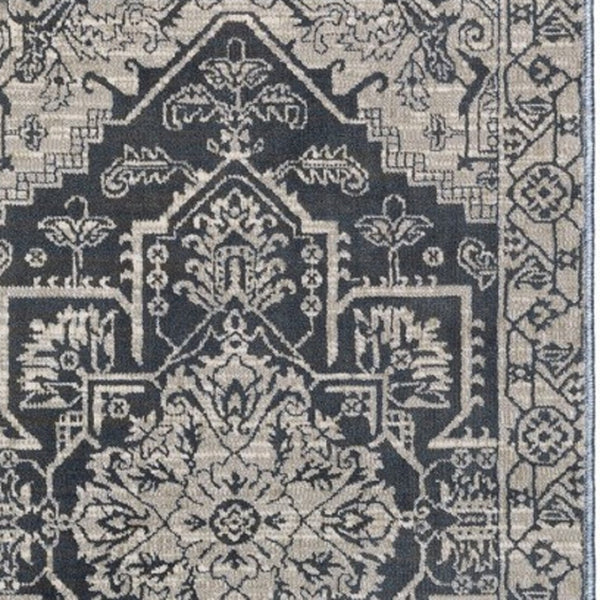 Homeroots 5' Blue Oriental Area Rug - Stain Resistant, Stylish Design For Living Spaces With Kids And Pets 8' Runner Polyester 575403