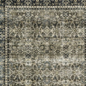 Homeroots 4' Charcoal And Blue Oriental Distressed Area Rug - Stylish, Stain-resistant, Perfect For Any Space 5' X 7' Polyester 575404