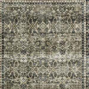 Homeroots 4' Charcoal And Blue Oriental Distressed Area Rug - Stylish, Stain-resistant, Perfect For Any Space 8' X 10' Polyester 575405