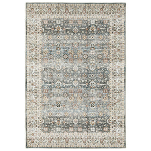 Homeroots 4' Teal Oriental Distressed Area Rug - Stylish, Non-skid, Stain-resistant Design For Any Room 5' X 7' Polyester 575406