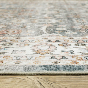 Homeroots 4' Teal Oriental Distressed Area Rug - Stylish, Non-skid, Stain-resistant Design For Any Room 5' X 7' Polyester 575406