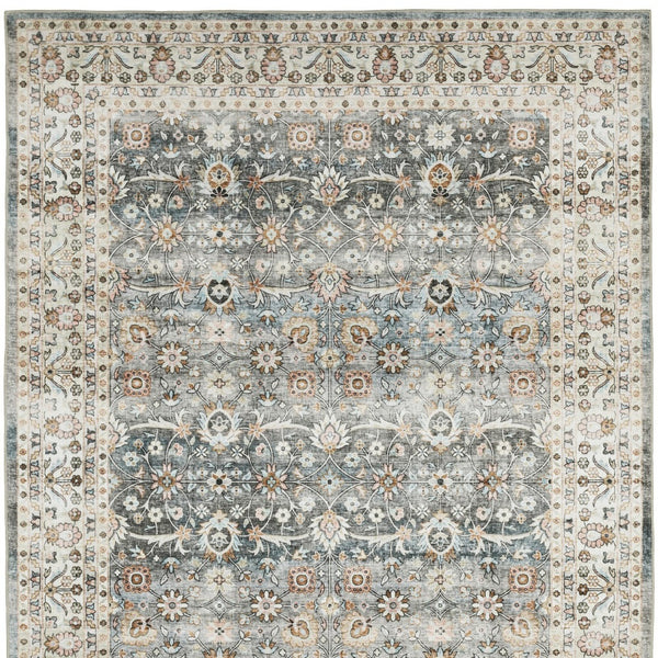 Homeroots 4' Teal Oriental Distressed Area Rug - Stylish, Non-skid, Stain-resistant Design For Any Room 5' X 7' Polyester 575406