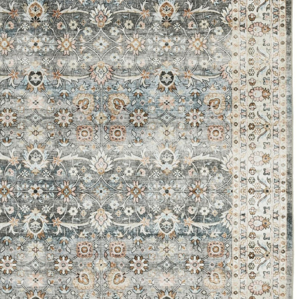 Homeroots 4' Teal Oriental Distressed Area Rug - Stylish, Non-skid, Stain-resistant Design For Any Room 8' X 10' Polyester 575407