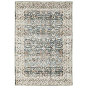 Homeroots 4' Teal Oriental Distressed Area Rug - Stylish, Non-skid, Stain-resistant Design For Any Room 8' X 10' Polyester 575407