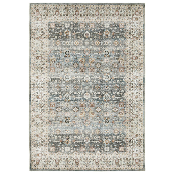 Homeroots 4' Teal Oriental Distressed Area Rug - Stylish, Non-skid, Stain-resistant Design For Any Room 8' X 10' Polyester 575407