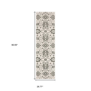 Homeroots 5' Elegant Ivory Oriental Area Rug – Stain Resistant, Perfect For Homes With Kids And Pets, 5x8 8' Runner Polyester 575408