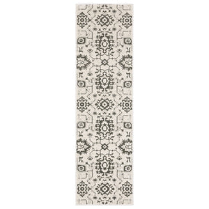 HomeRoots 5' Timeless Ivory and Gray Oriental Area Rug - Stain-Resistant, Durable Design for Any Room 8' Runner 575408